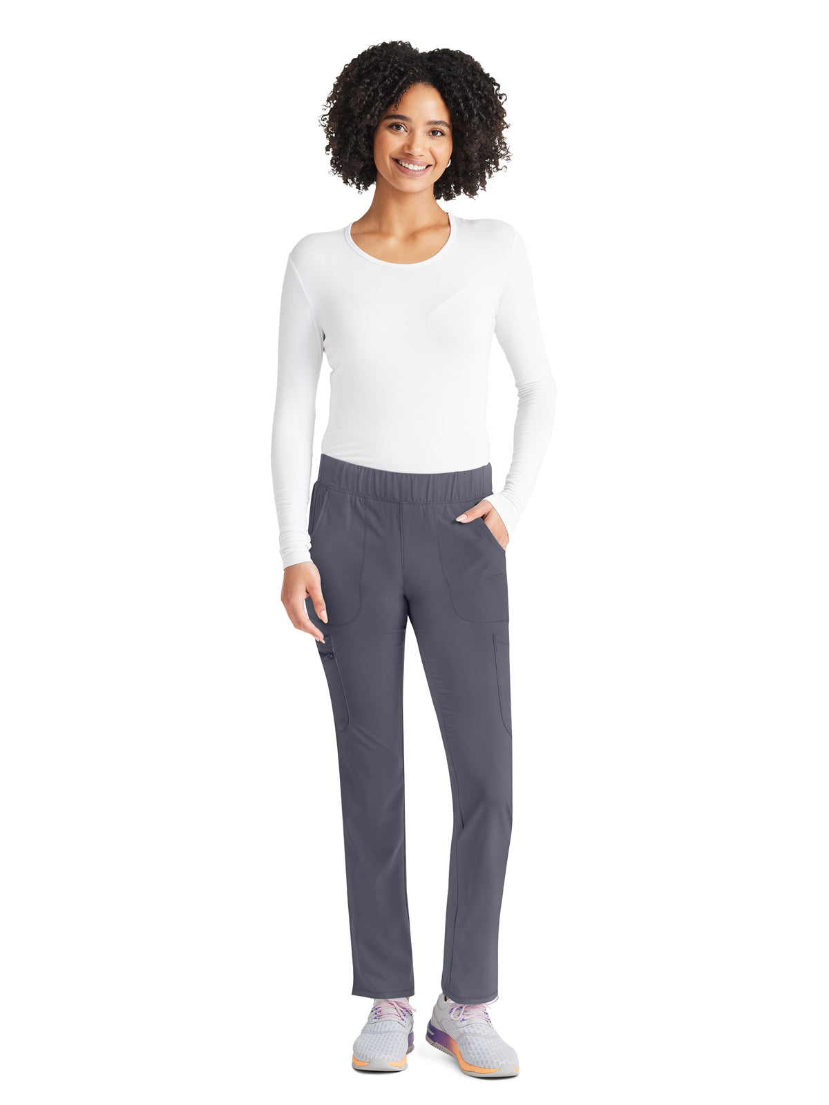 Women's 8-Pocket Mid Rise Scrub Pant - IP121A - Pewter