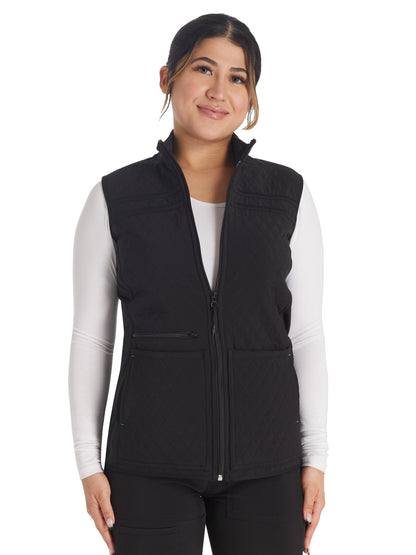 Women's 3-Pocket Zip Front Vest - IP306A - Black