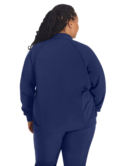 Women's 2-Pocket Zip Front Scrub Jacket - IP307A - Navy