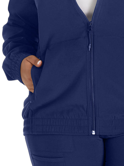 Women's 2-Pocket Zip Front Scrub Jacket - IP307A - Navy