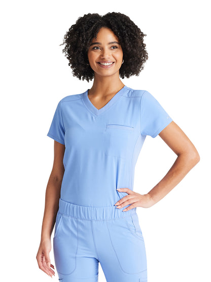 Women's 2-Pocket Tuckable V-Neck Scrub Top - IP600A - Ciel