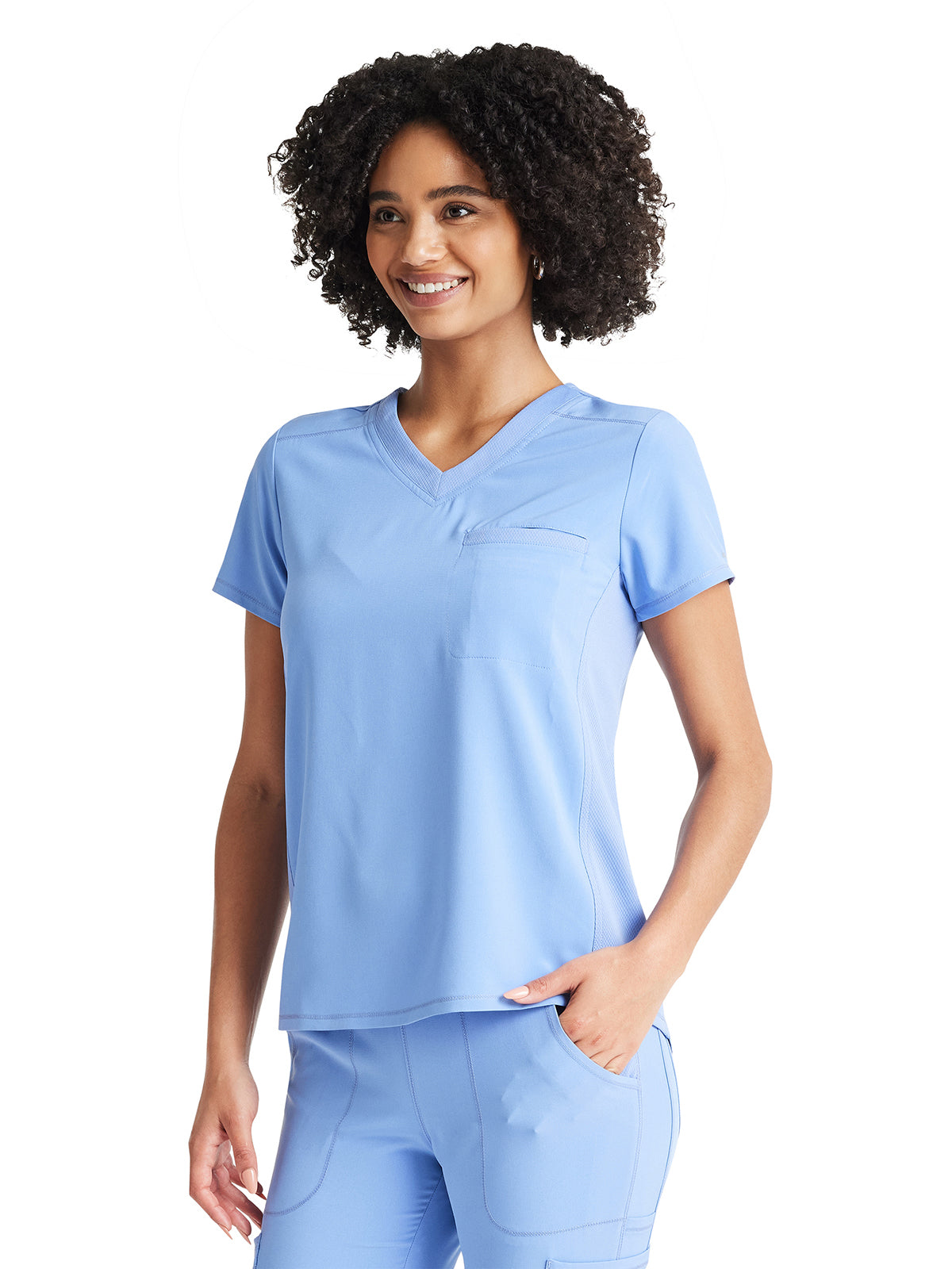 Women's 2-Pocket Tuckable V-Neck Scrub Top - IP600A - Ciel