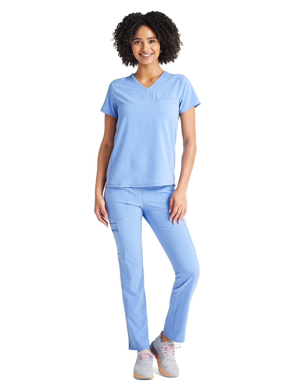 Women's 2-Pocket Tuckable V-Neck Scrub Top - IP600A - Ciel