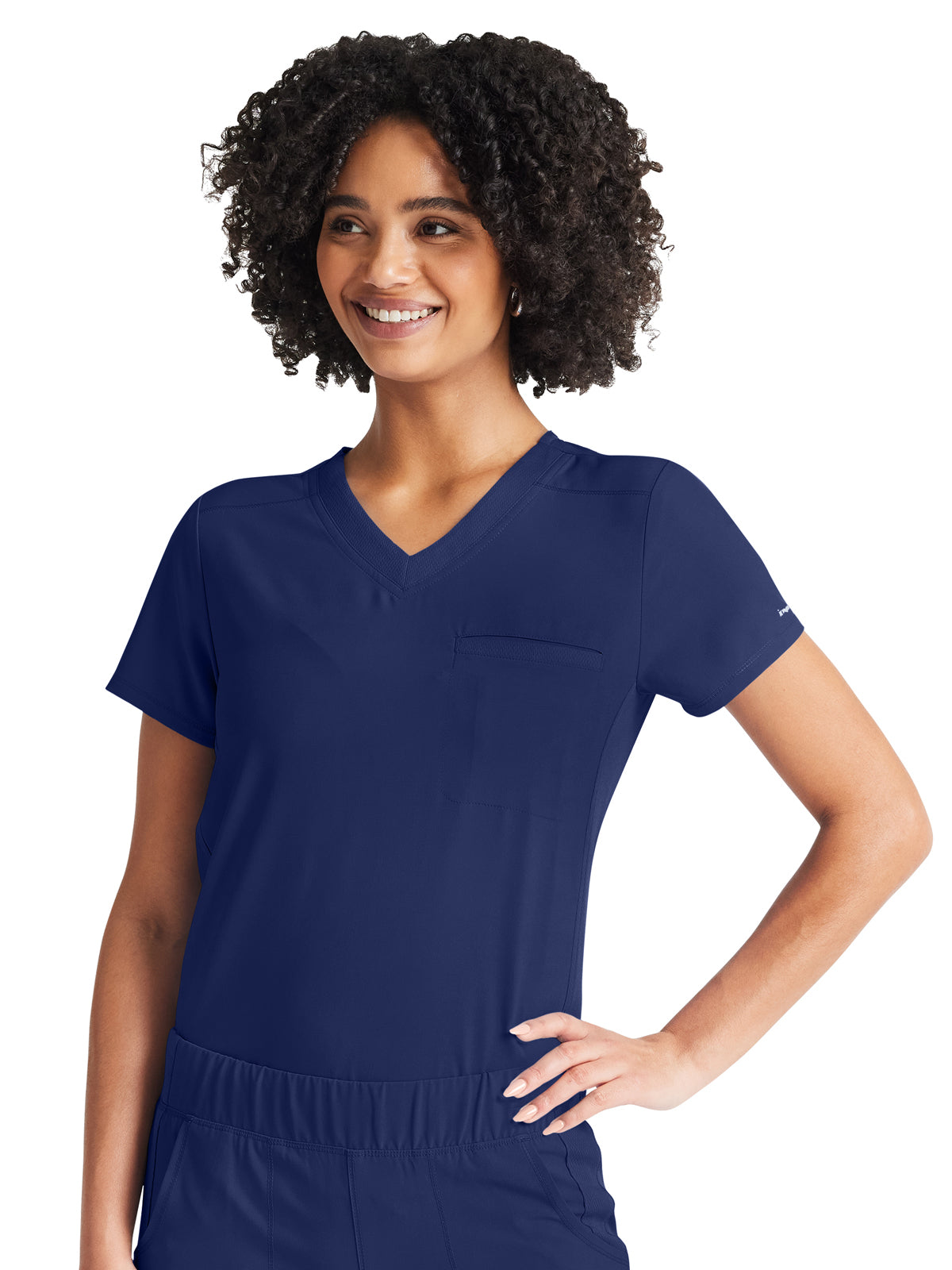 Women's 2-Pocket Tuckable V-Neck Scrub Top - IP600A - Navy