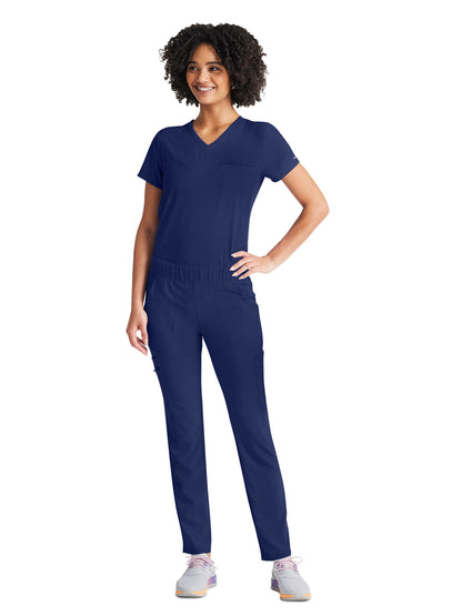 Women's 2-Pocket Tuckable V-Neck Scrub Top - IP600A - Navy