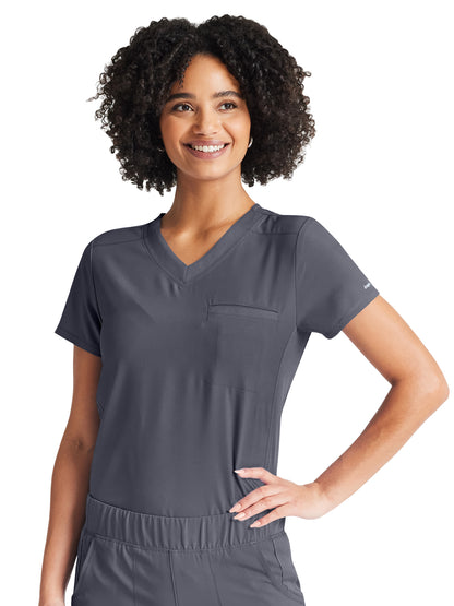 Women's 2-Pocket Tuckable V-Neck Scrub Top - IP600A - Pewter