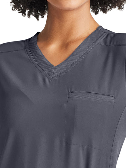 Women's 2-Pocket Tuckable V-Neck Scrub Top - IP600A - Pewter