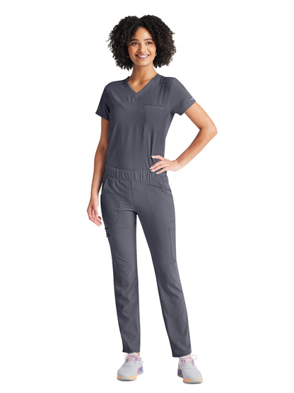 Women's 2-Pocket Tuckable V-Neck Scrub Top - IP600A - Pewter