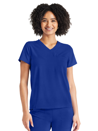 Women's 2-Pocket Tuckable V-Neck Scrub Top - IP600A - Royal