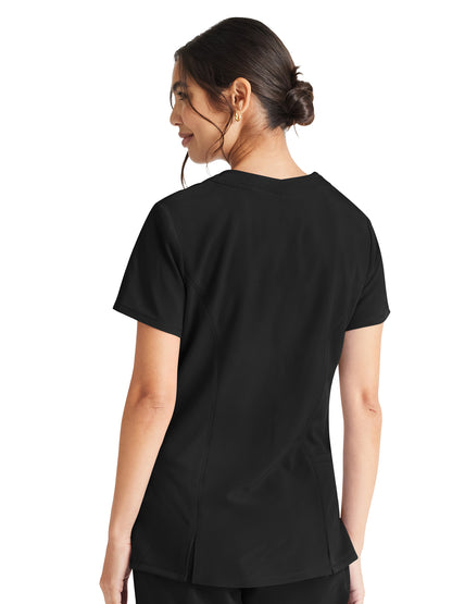 Women's 4-Pocket V-Neck Scrub Top - IP727A - Black