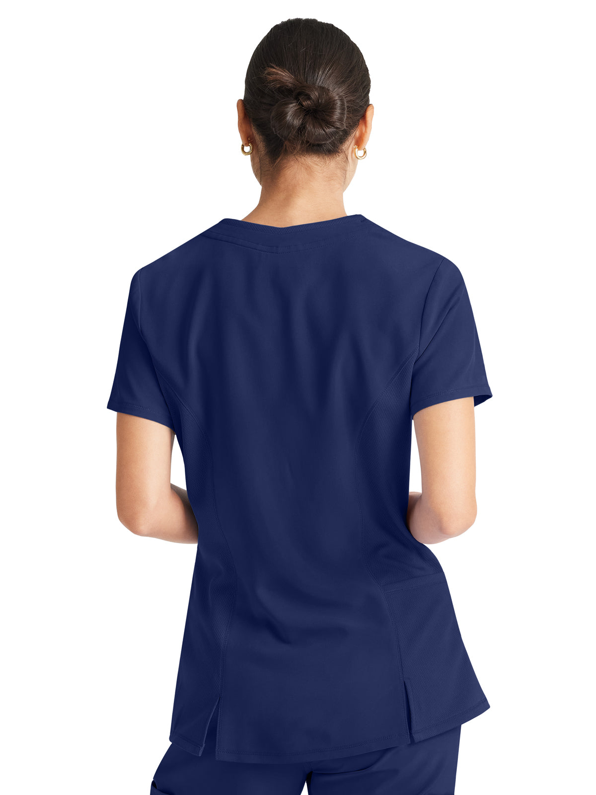 Women's 4-Pocket V-Neck Scrub Top - IP727A - Navy