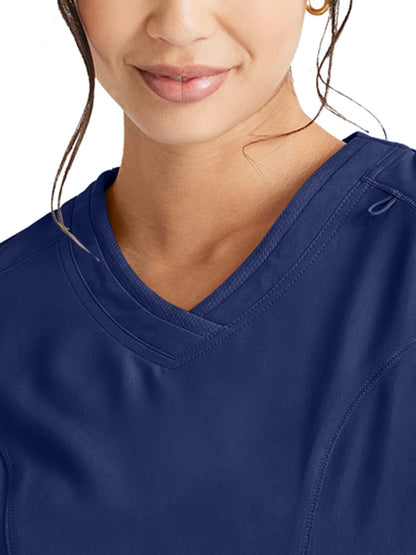 Women's 4-Pocket V-Neck Scrub Top - IP727A - Navy