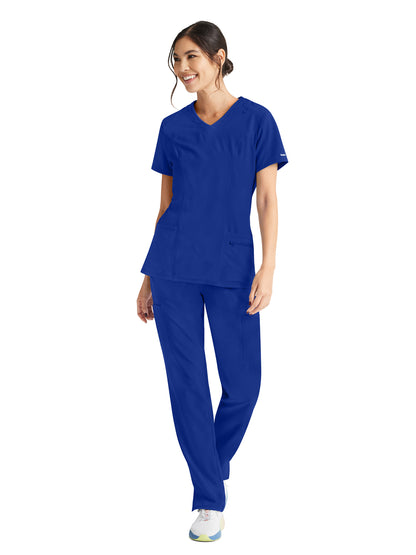 Women's 4-Pocket V-Neck Scrub Top - IP727A - Royal