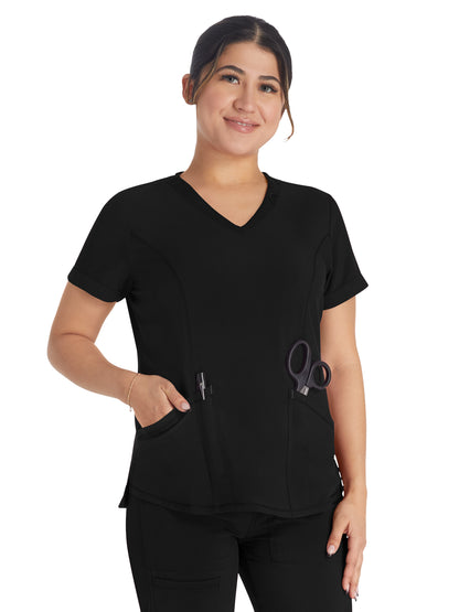 Women's 3-Pocket V-Neck Scrub Top - IP790A - Black