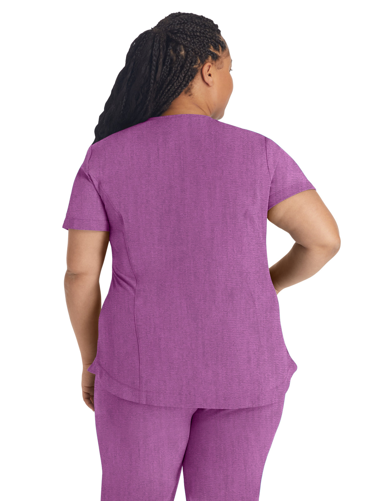 Women's 3-Pocket V-Neck Scrub Top - IP790A - Heather Magenta