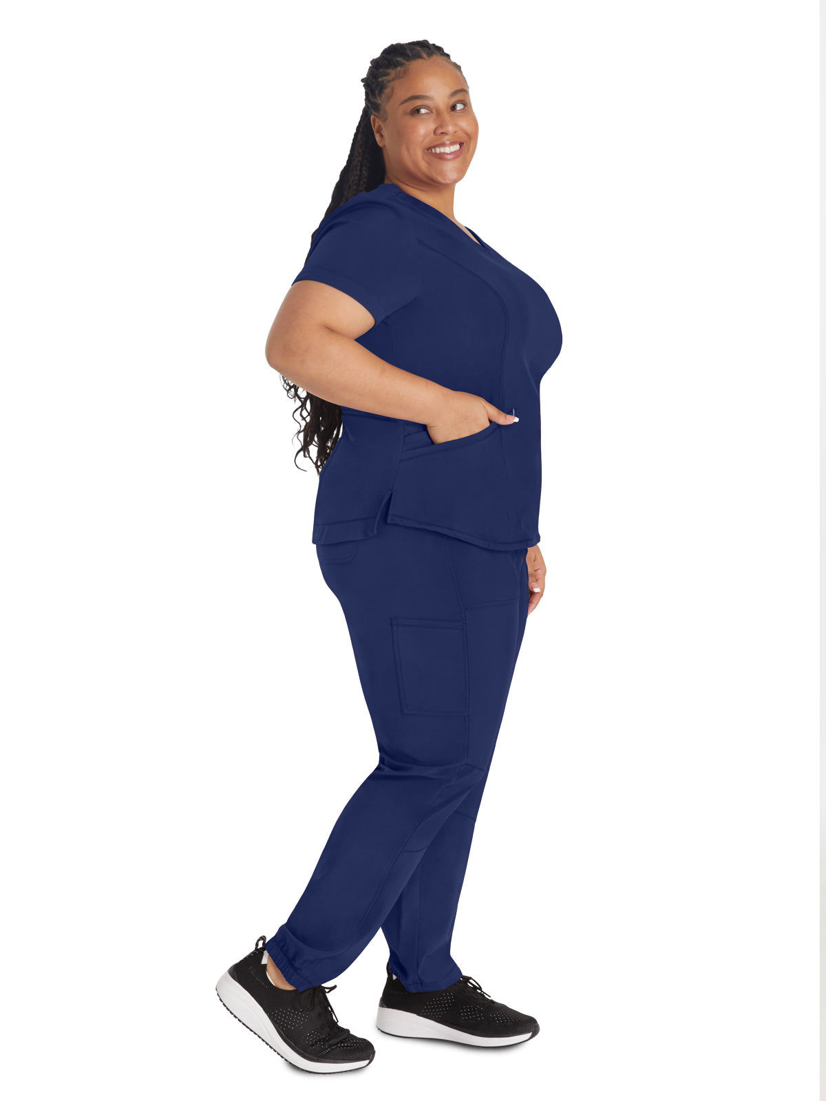 Women's 3-Pocket V-Neck Scrub Top - IP790A - Navy