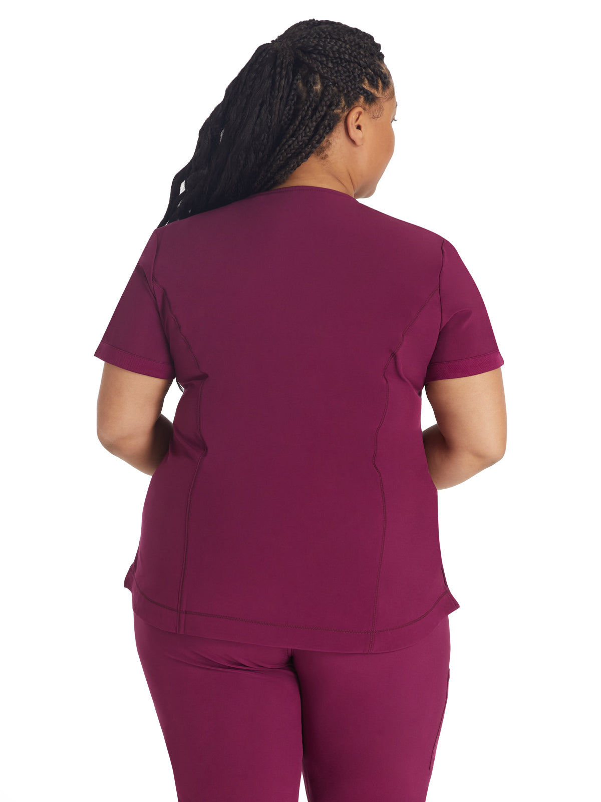 Women's 3-Pocket V-Neck Scrub Top - IP790A - Wine