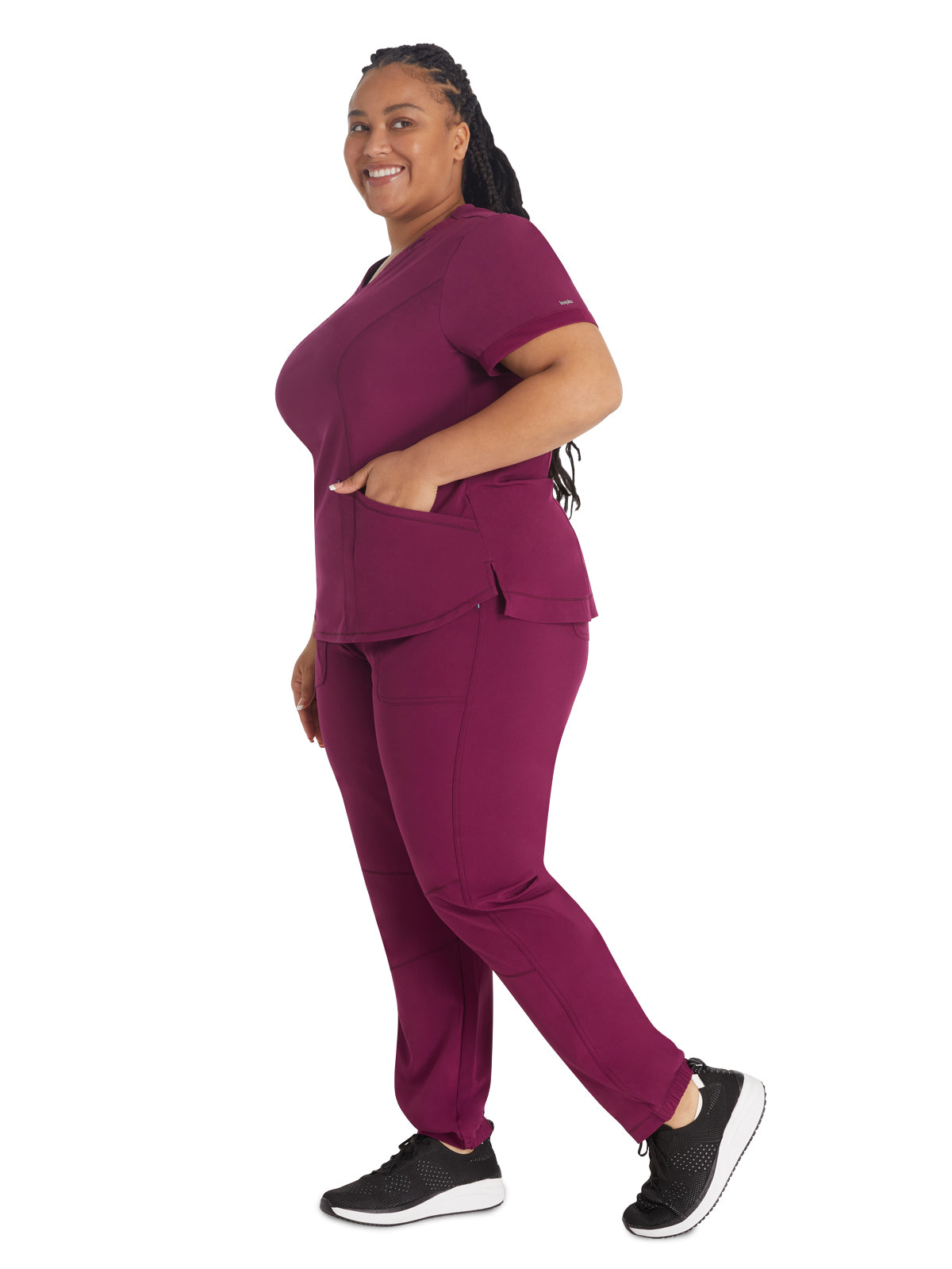 Women's 3-Pocket V-Neck Scrub Top - IP790A - Wine