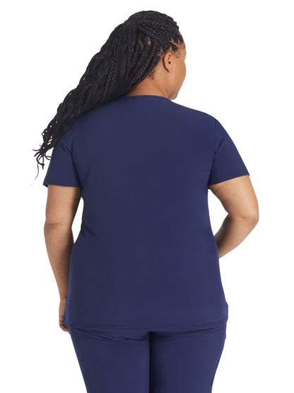 Women's 4-Pocket Cross-Over V-Neck Scrub Top - IP845A - Navy