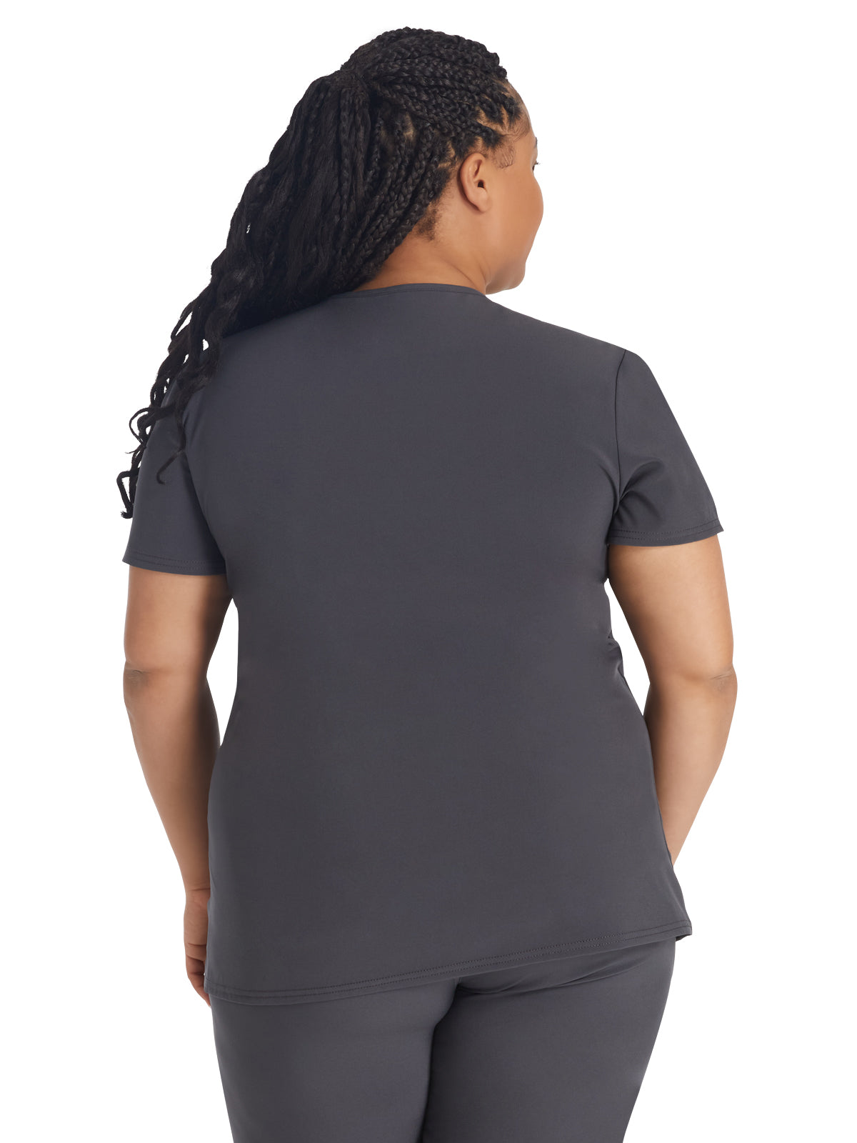 Women's 4-Pocket Cross-Over V-Neck Scrub Top - IP845A - Pewter