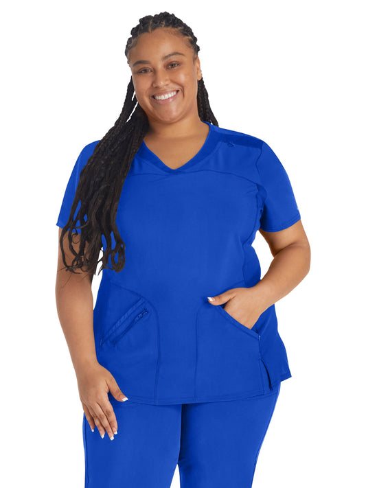 Women's 4-Pocket Cross-Over V-Neck Scrub Top - IP845A - Royal