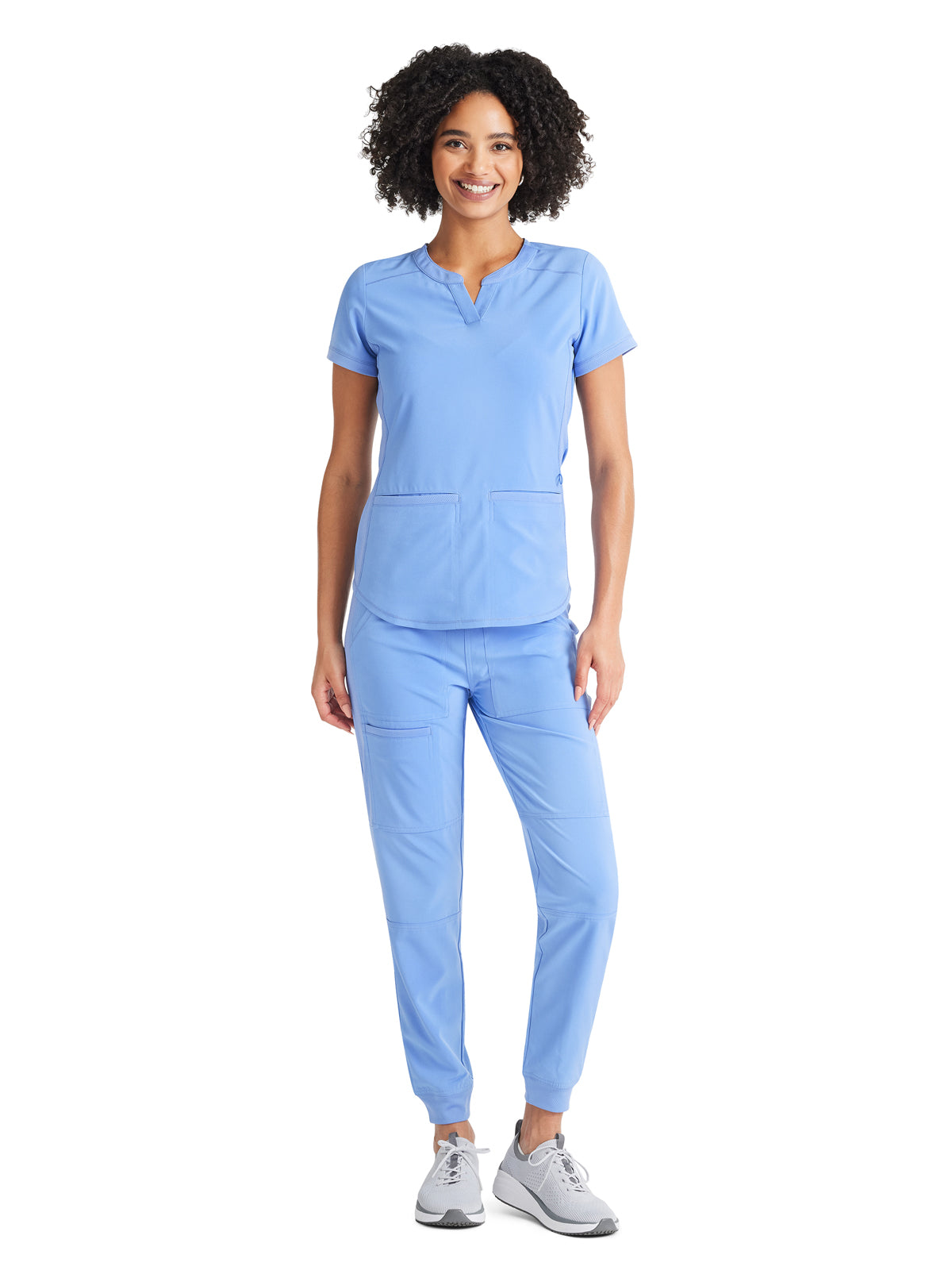 Women's 3-Pocket Henley Scrub Top - IP849A - Ciel