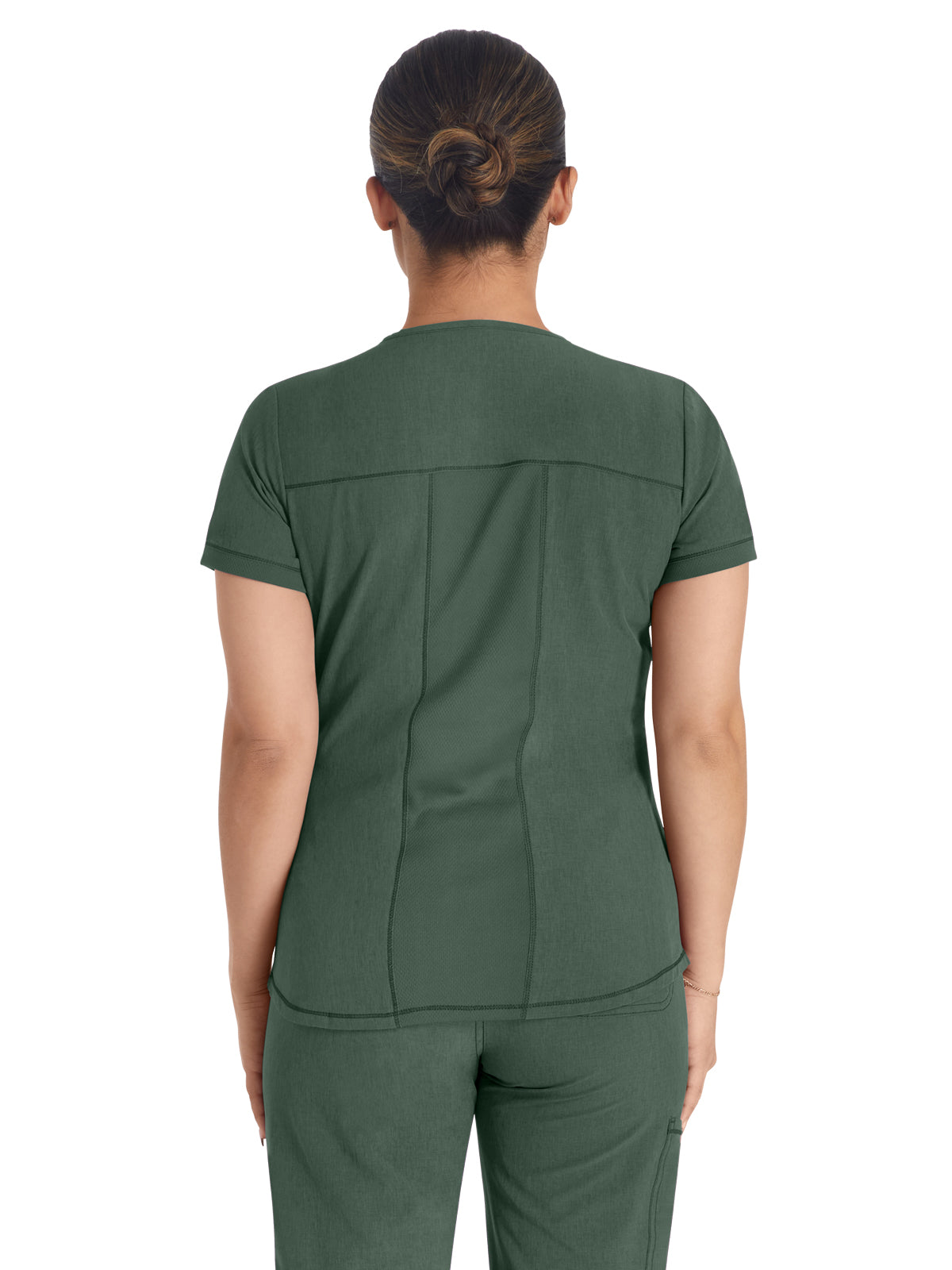 Women's 3-Pocket Henley Scrub Top - IP849A - Golden Moss