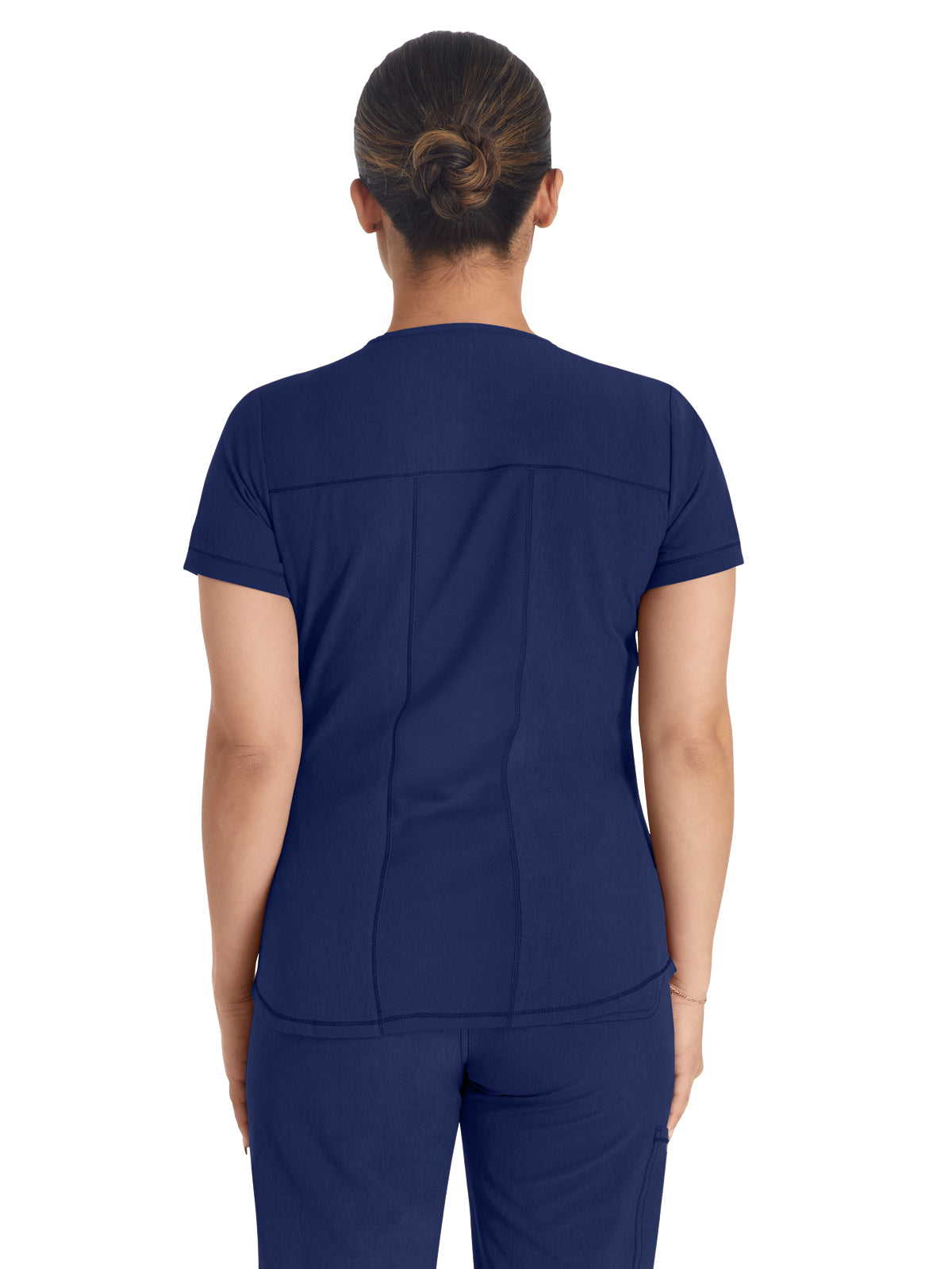 Women's 3-Pocket Henley Scrub Top - IP849A - Navy