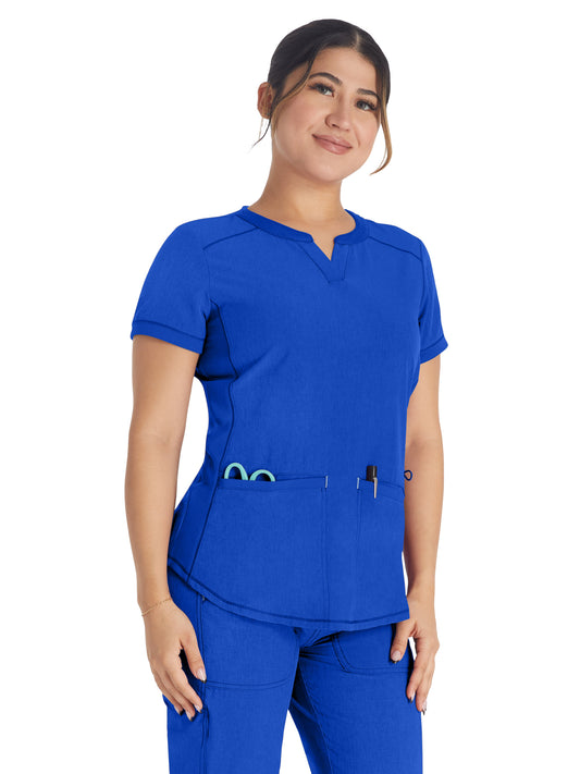 Women's 3-Pocket Henley Scrub Top - IP849A - Royal