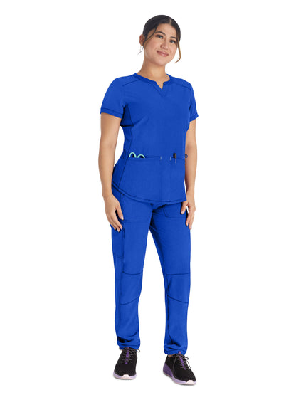 Women's 3-Pocket Henley Scrub Top - IP849A - Royal