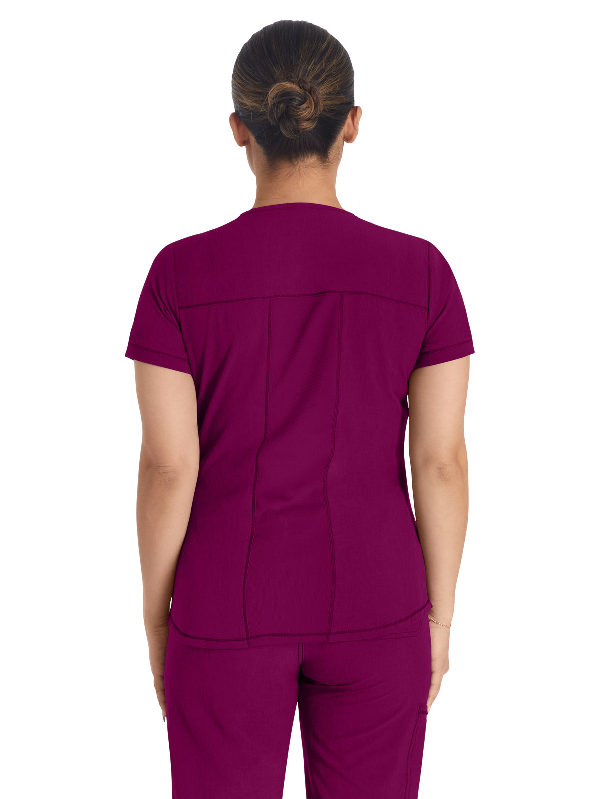 Women's 3-Pocket Henley Scrub Top - IP849A - Wine