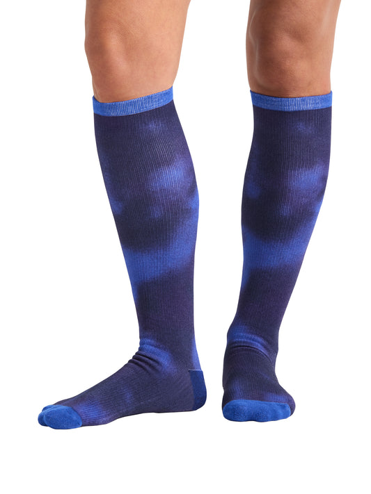 Women's 1 Pair Pack 15-20 mmHg Support Socks - KICKSTART - Electric Blue Marble