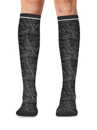 Unisex Knee High 15-20 mmHg Compression Socks - LXSUPPORT - Leafy Black