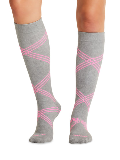 Unisex Knee High 15-20 mmHg Compression Socks - LXSUPPORT - Twisted Shocking Pink