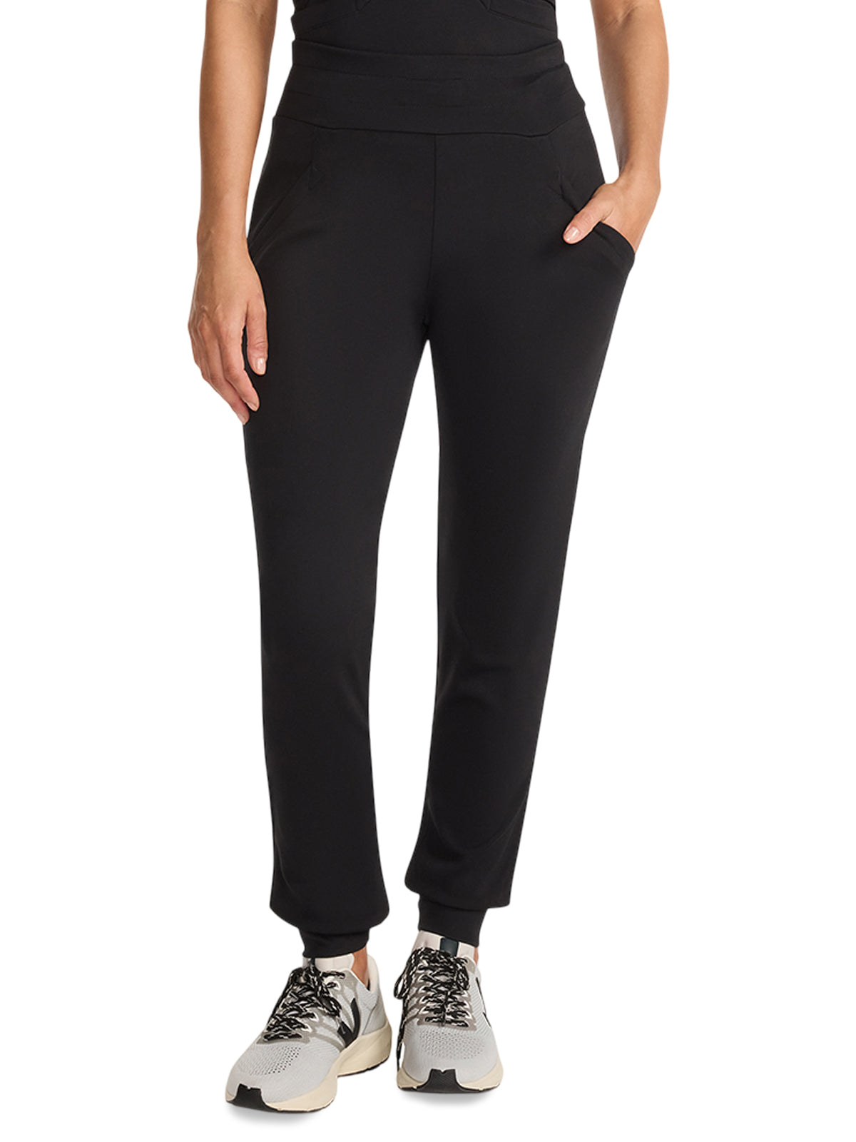 Women's 4-Pocket Ponte Jogger Scrub Pant - ML013 - Black