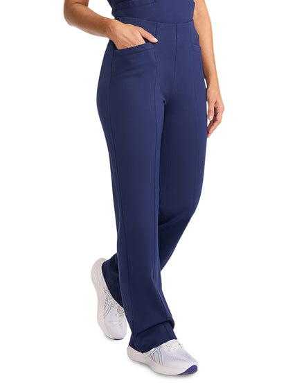 Women's 4-Pocket Ponte Wide Leg Scrub Pant - ML014 - Navy