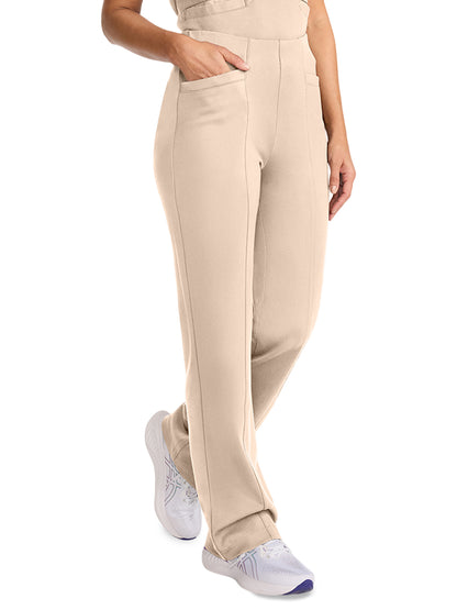 Women's 4-Pocket Ponte Wide Leg Scrub Pant - ML014 - Toasted Tan