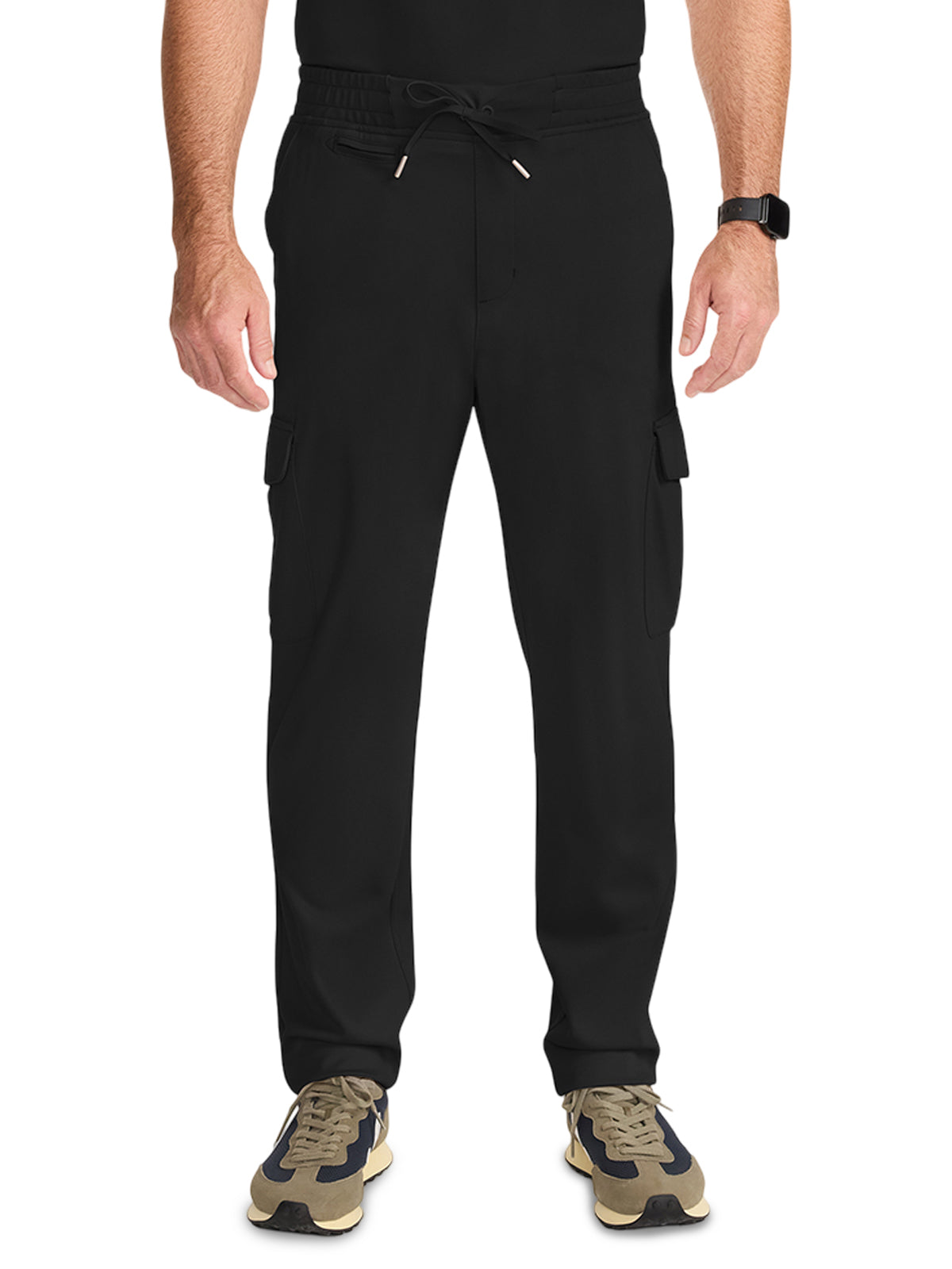 Men's 7-Pocket Ponte Cargo Scrub Pant - ML018 - Black