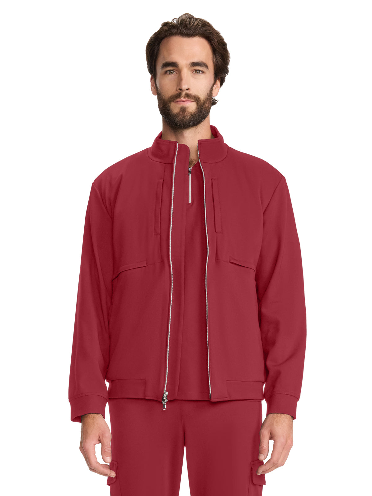 Men's 6-Pocket Ponte Track Jacket - ML311 - Cherry Wood