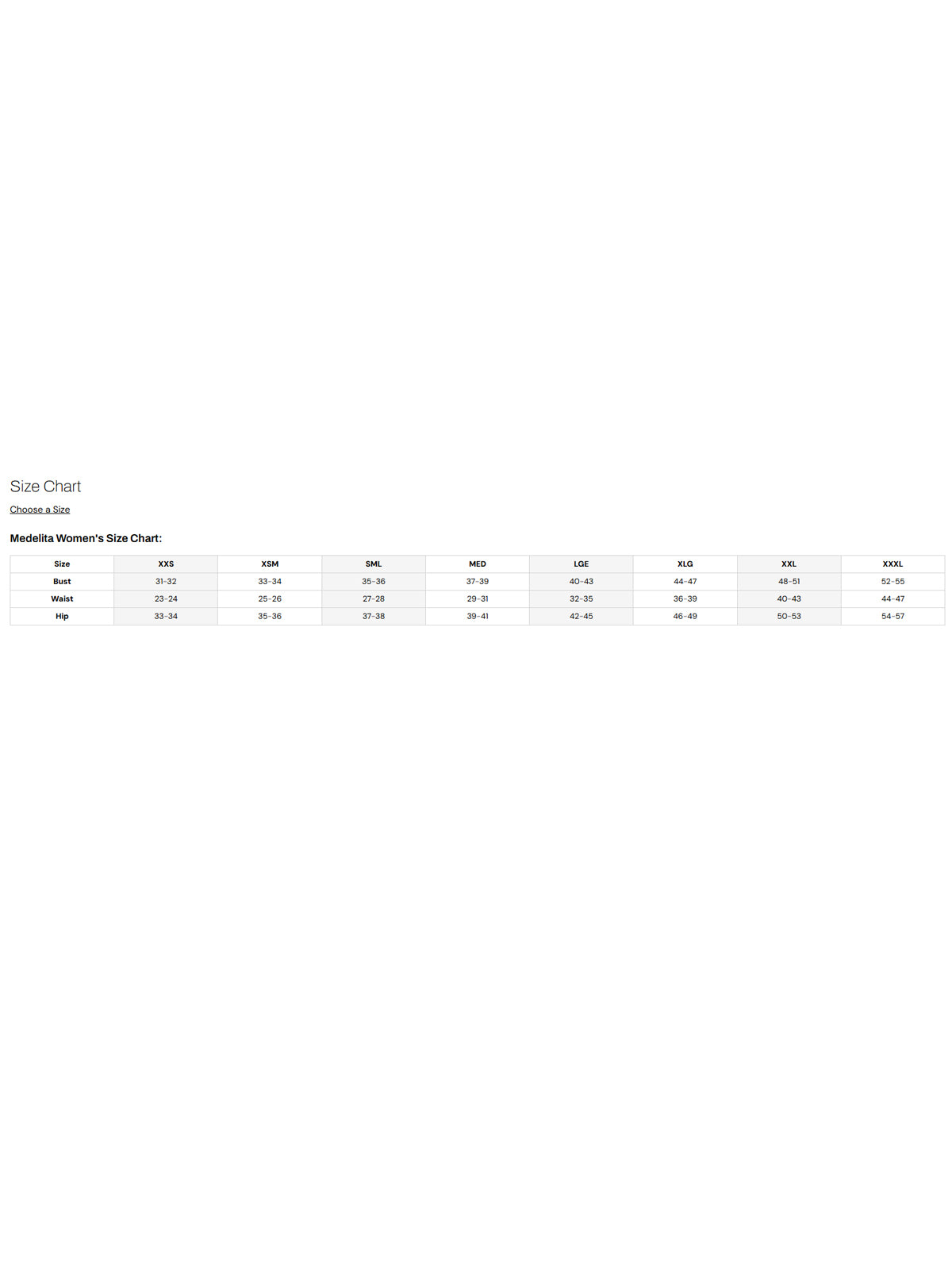 SIZECHART