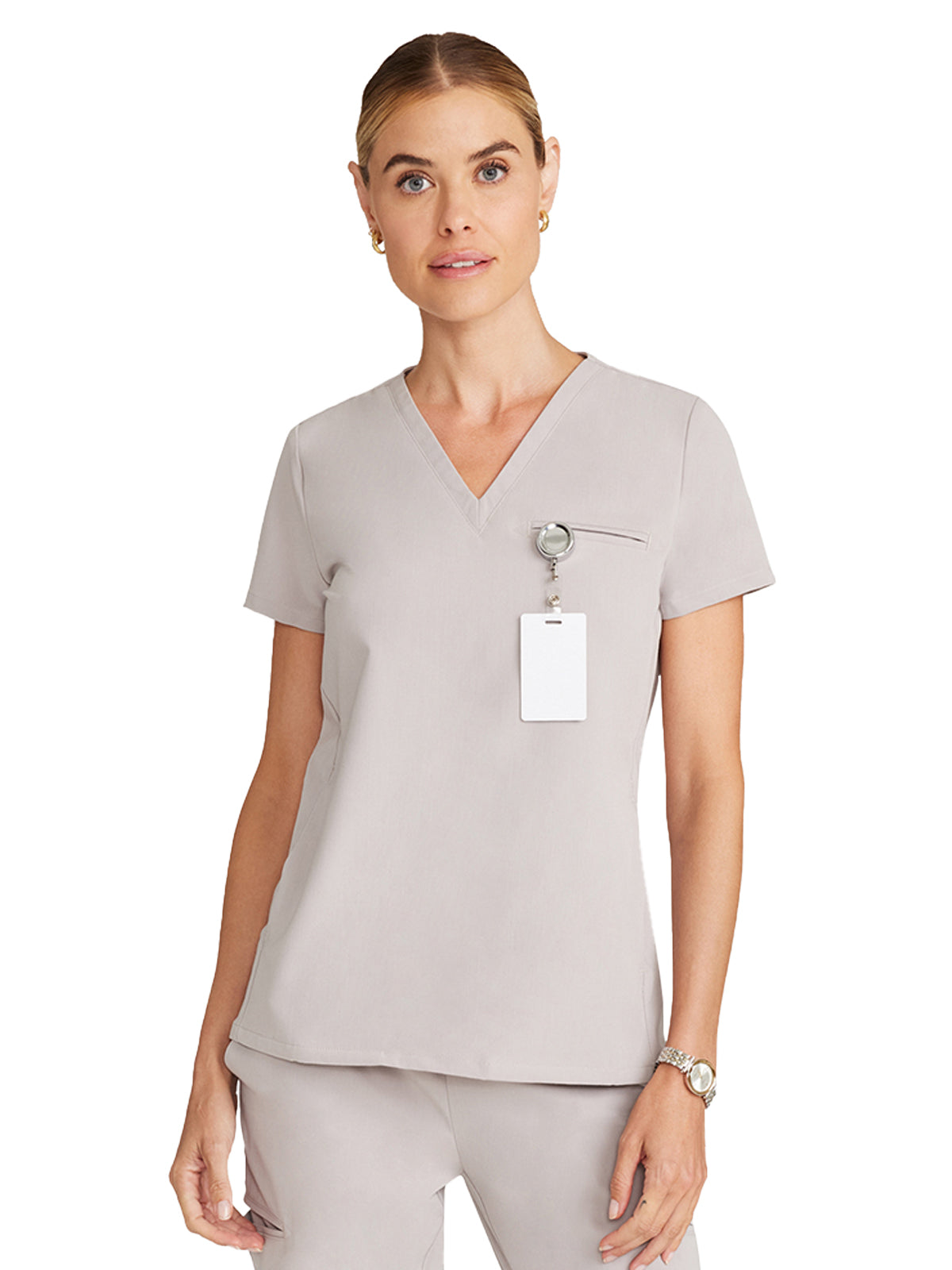 Women's 3-Pocket Flora V-Neck Scrub Top - ML613 - Warm Stone