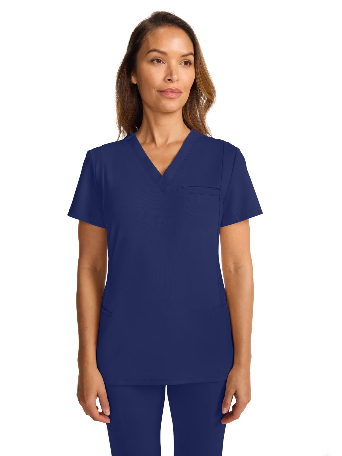 Women's 3-Pocket Ponte V-Neck Scrub Top - ML616 - Navy