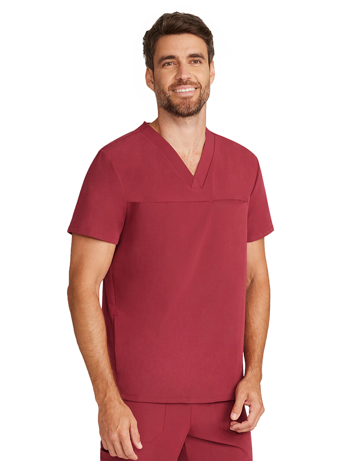 Men's 3-Pocket Vapor V-Neck Seamed Scrub Top - ML618 - Cherry Wood
