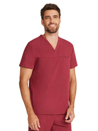 Men's 3-Pocket Vapor V-Neck Seamed Scrub Top - ML618 - Cherry Wood