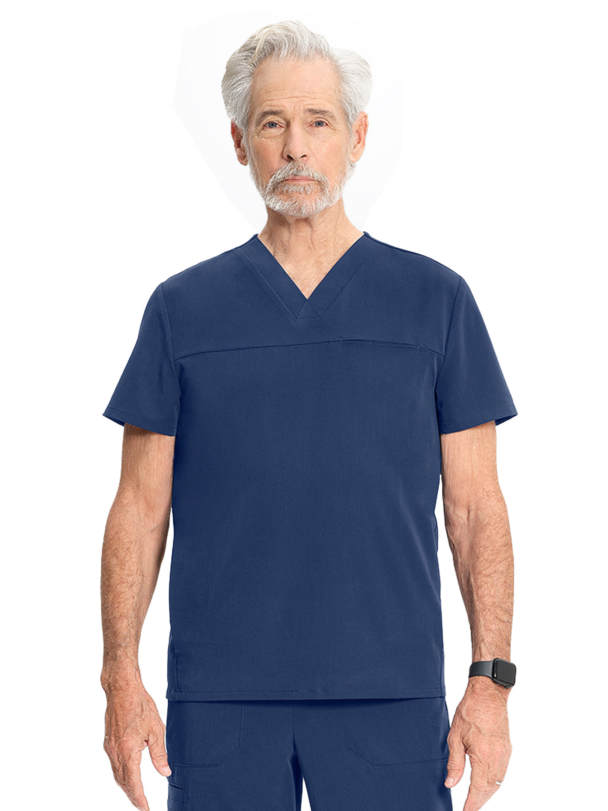 Men's 3-Pocket Vapor V-Neck Seamed Scrub Top - ML618 - Navy
