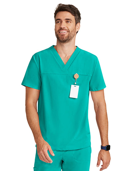 Men's 3-Pocket Vapor V-Neck Seamed Scrub Top - ML618 - Surgical Green