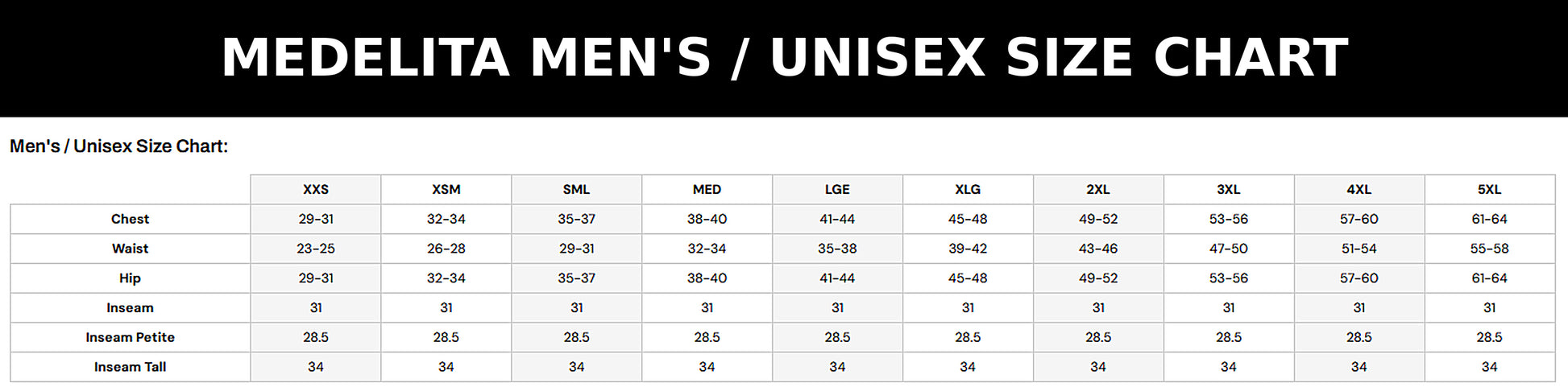 SIZECHART
