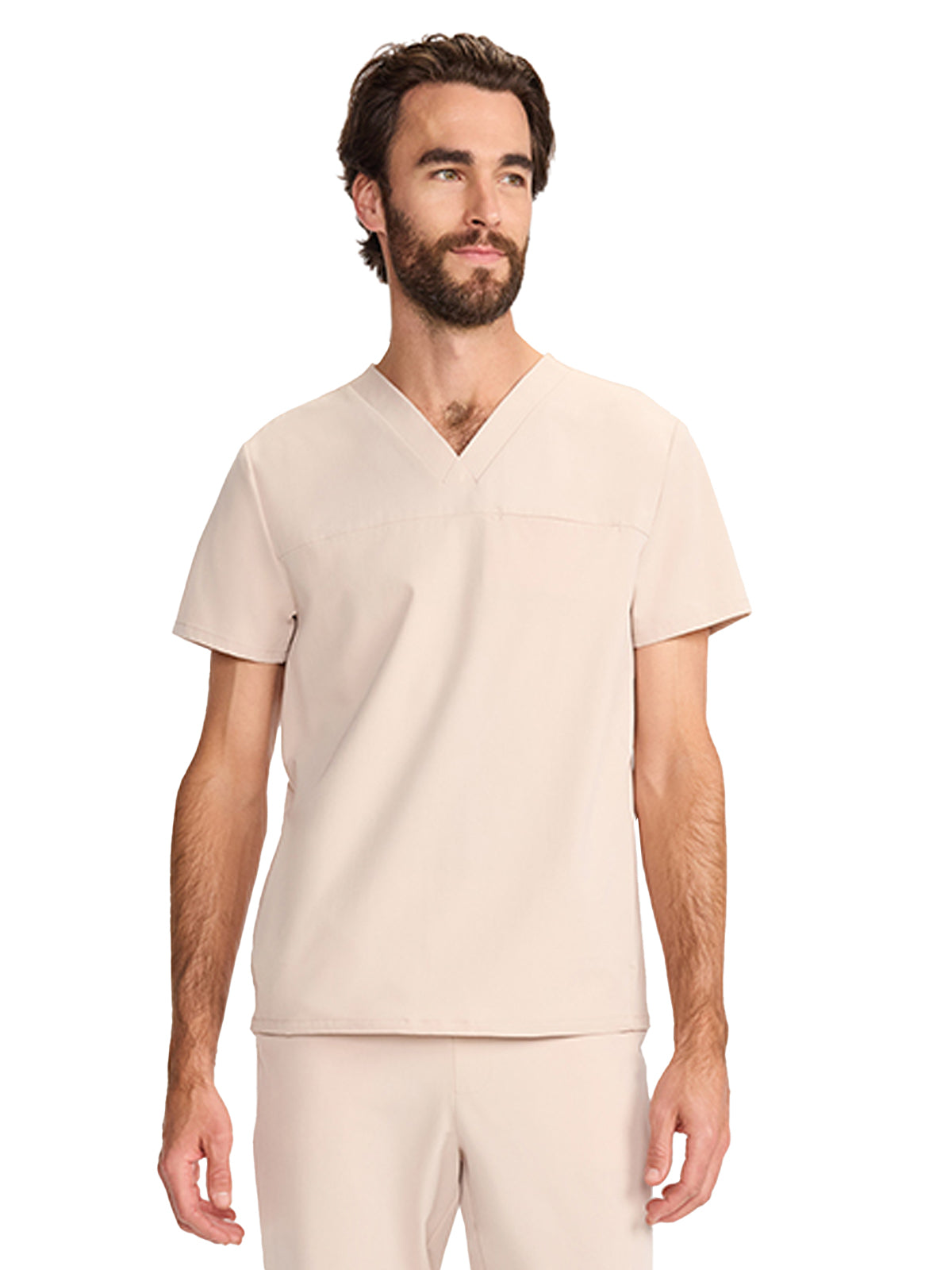 Men's 3-Pocket Vapor V-Neck Seamed Scrub Top - ML618 - Toasted Tan