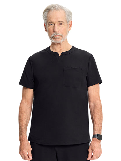 Men's 3-Pocket Cirrus Split Crew Neck Scrub Top - ML619 - Black