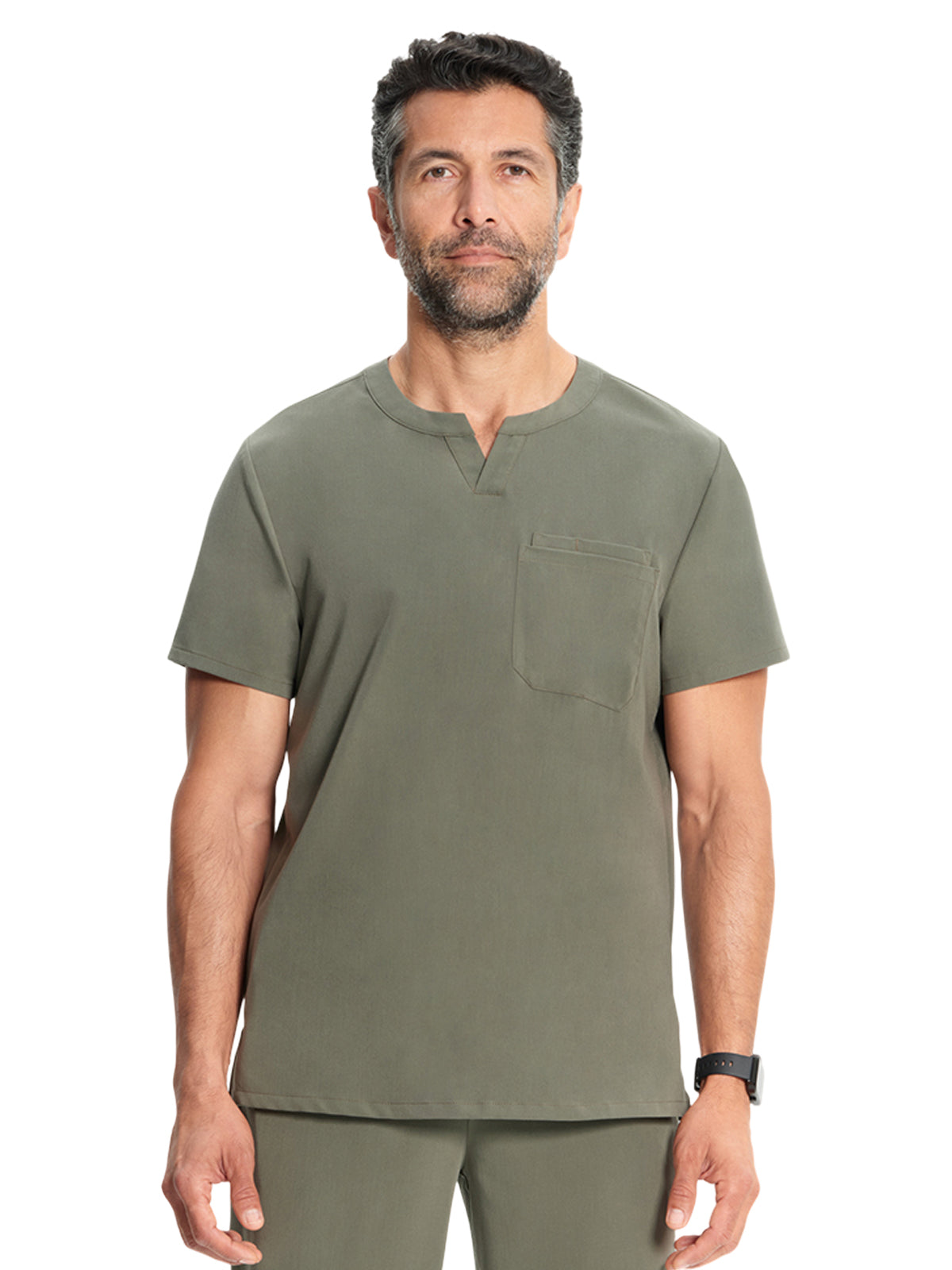 Men's 3-Pocket Cirrus Split Crew Neck Scrub Top - ML619 - Olive